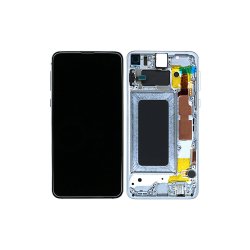 Samsung Galaxy S10e G970F Sk�rm med ramme Hvid Display og Digitizer Service Pack