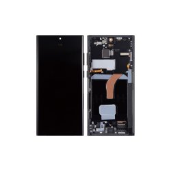 Samsung Galaxy S22 Ultra 5G S908B Sk�rm med ramme Graphite Display og Digitizer Service Pack