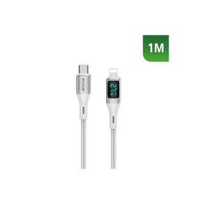 Rixus USB-C til Lightning kabel braided LED Display Hvid RXUC29L