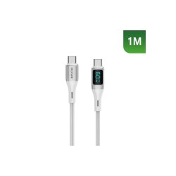 Rixus USB-C til USB-C kabel braided LED Display Hvid RXUC29C