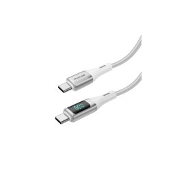 Rixus USB-C til USB-C kabel braided LED Display Hvid RXUC29C