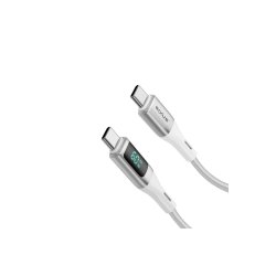 Rixus USB-C til USB-C kabel braided LED Display Hvid RXUC29C