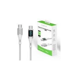 Rixus USB-C til USB-C kabel braided LED Display Hvid RXUC29C