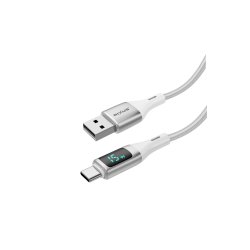 Rixus USB-A til USB-C kabel braided LED Display Hvid RXUC29AC