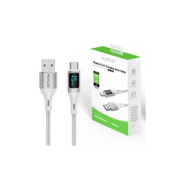 Rixus USB-A til USB-C kabel braided LED Display Hvid RXUC29AC