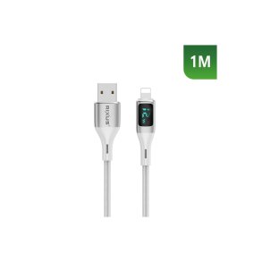 Rixus USB-A til Lightning kabel braided LED Display Hvid RXUC29AL