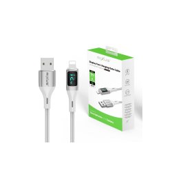 Rixus USB-A til Lightning kabel braided LED Display Hvid RXUC29AL