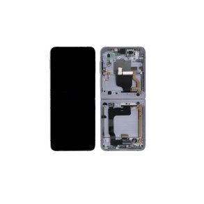 Samsung Z Flip4 (5G) F721B Sk�rm med ramme Hvid 5G Display og Digitizer Service Pack