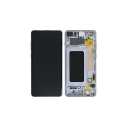 Samsung Galaxy S10+ G975F Sk�rm med ramme S�lv Display og Digitizer Service Pack