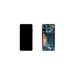 Huawei P30 / Huawei P30 New Edition Sk�rm med ramme Sort Display og Digitizer Service Pack