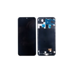 Samsung Galaxy A20 A205F Sk�rm OLED med ramme Sort Display og Digitizer Soft-OLED