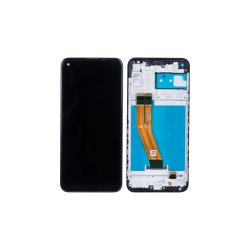 Samsung Galaxy M11 M115F Sk�rm OLED med ramme Sort Display og Digitizer Soft-OLED
