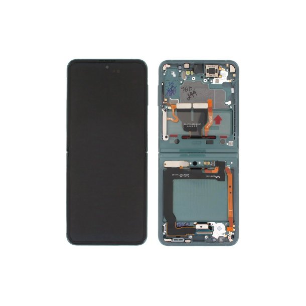 Samsung Z Flip3 (5G) F711B Sk�rm med ramme Gr�n 5G Display og Digitizer Service Pack