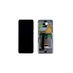 Samsung Galaxy S20 Ultra G988B Sk�rm med ramme Hvid Display og Digitizer Service Pack
