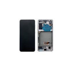 Samsung Galaxy S21 5G G991B Sk�rm med ramme Hvid 5G Display og Digitizer Service Pack
