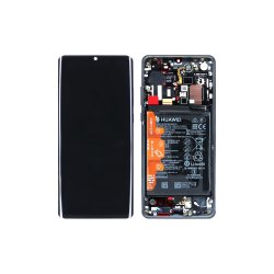 Huawei P30 Pro / Huawei P30 Pro New Edition Sk�rm med ramme Sort Display og Digitizer Service Pack