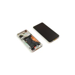 Huawei P40 Sk�rm med ramme Hvid Display og Digitizer Service Pack