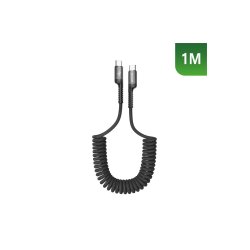 Rixus USB-C til USB-C kabel retractable Sort RXUC17C