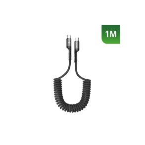 Rixus USB-C til USB-C kabel retractable Sort RXUC17C