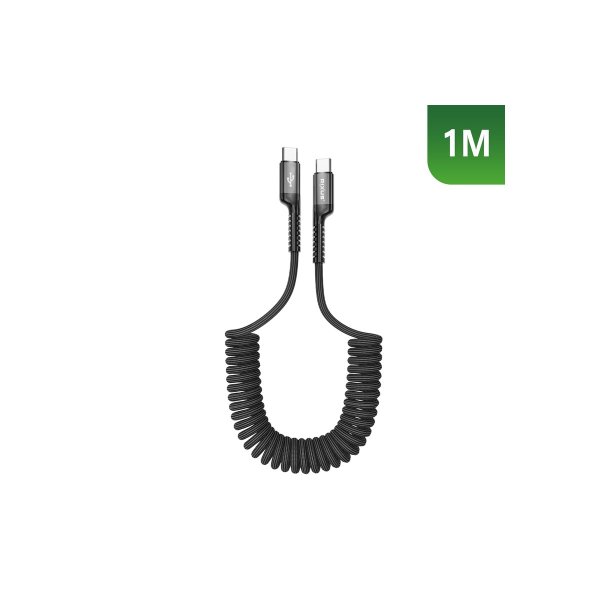 Rixus USB-C til USB-C kabel retractable Sort RXUC17C