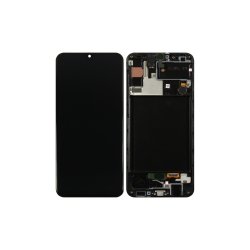 Samsung Galaxy A30s A307F Sk�rm OLED med ramme Sort Display og Digitizer Soft-OLED