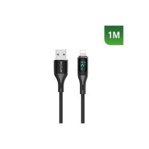 Rixus Lightning kabel braided LED Display 1m Sort RXUC28AL