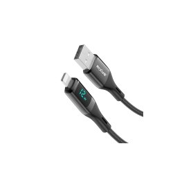 Rixus Lightning kabel braided LED Display 1m Sort RXUC28AL