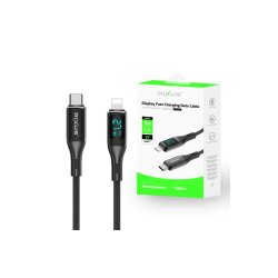 Rixus USB-C til Lightning kabel braided LED Display 1m Sort RXUC28L