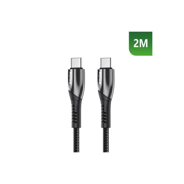 Rixus USB-C til USB-C kabel braided 2m Sort RXUC38C