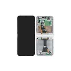 Samsung Galaxy Z Flip7 FE Sk�rm med ramme Hvid Display og Digitizer Service Pack