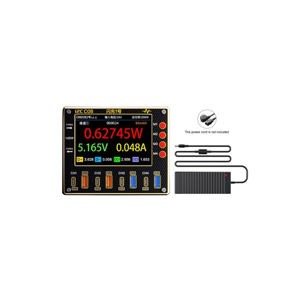 i2C 8-Port Oplader 140W med Str�madapter Sort C08-2
