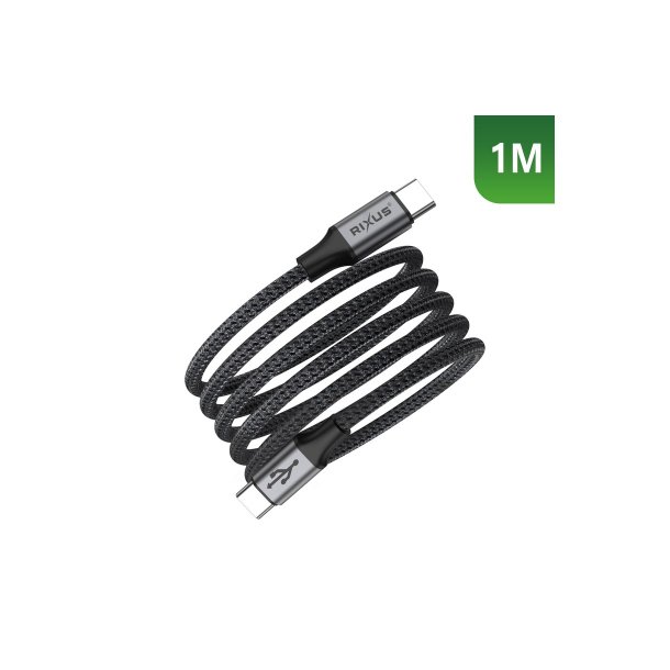 Rixus USB-C til USB-C kabel magnetisk opladning 60W 100cm Sort RXUC66C