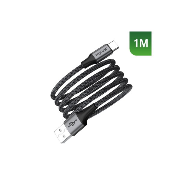 Rixus USB-A til USB-C kabel magnetisk opladning 15W 100cm Sort RXUC66AC