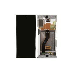 Samsung Galaxy Note 10+ N975F Sk�rm med ramme Hvid Display og Digitizer Service Pack