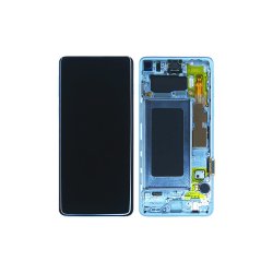Samsung Galaxy S10 G973F Sk�rm med ramme Hvid Display og Digitizer Service Pack