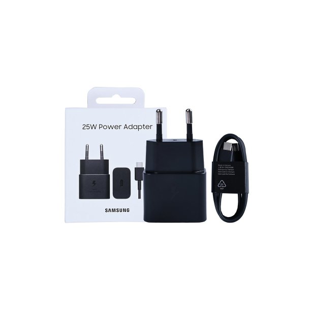 Samsung 25W oplader med USB-C kabel Sort Original Retail Box EP-T2510XBEGEU