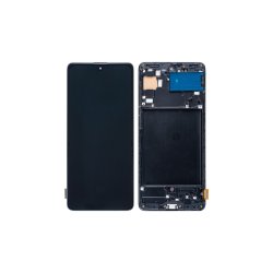 Samsung Galaxy A71 A715F Sk�rm OLED med ramme Sort Display og Digitizer Soft-OLED