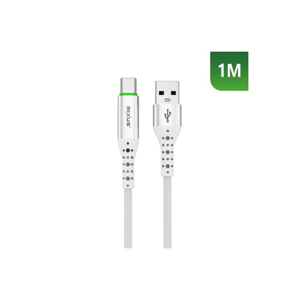 Rixus USB-A til USB-C kabel auto disconnect Hvid RXUC21AC