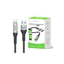 Rixus USB-A til Lightning kabel auto disconnect Sort RXUC22AL