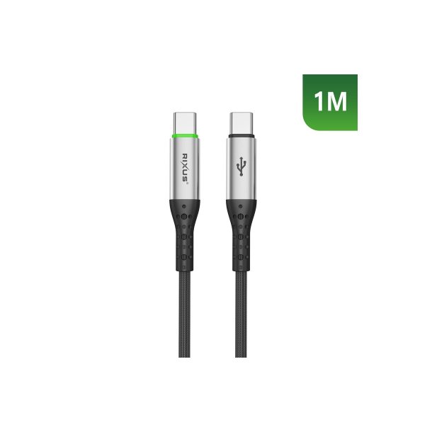 Rixus USB-C til USB-C kabel auto disconnect Sort RXUC22C