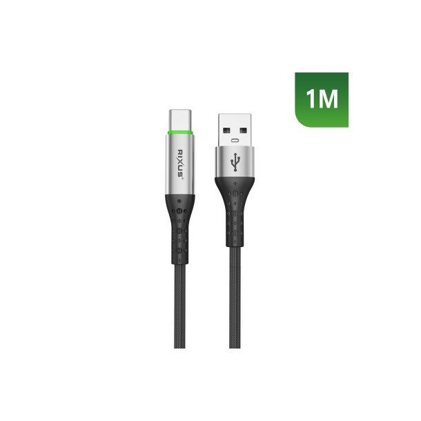 Rixus USB-A til USB-C kabel auto disconnect Sort RXUC22AC