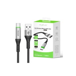 Rixus USB-A til USB-C kabel auto disconnect Sort RXUC22AC