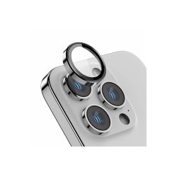 iPhone 12 / iPhone 12 Mini Kamerabeskyttelse glas Metal Shield Sort