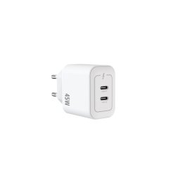 Dobbelt USB-C Oplader GaN 45W Hvid Rixus RXHC45