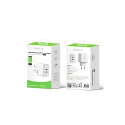 Dobbelt USB-C Oplader GaN 45W Hvid Rixus RXHC45