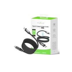 USB-C til USB-C Ladekabel Magnetisk 1m 60W Sort Rixus RXUC61C