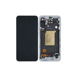 Samsung Galaxy A55 5G A556B Sk�rm med ramme Ice Blue Display og Digitizer Pre-Assembled