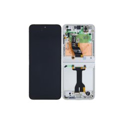 Samsung Z Flip6 F741B Sk�rm med ramme Hvid Display og Digitizer Service Pack