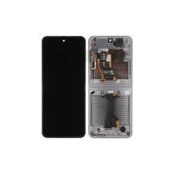 Samsung Z Flip6 F741B Sk�rm med ramme S�lv Display og Digitizer Service Pack