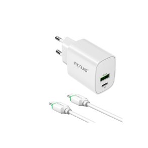 Rixus 20W oplader USB-C/ USB-C til USB-C Hvid RX90CC